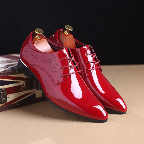 Men's Leather Pointed Toe Oxford Dress Shoes for Weddings and Business